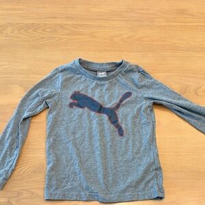 Puma Heather Gray Long Sleeve Tee with Navy and Red Logo
